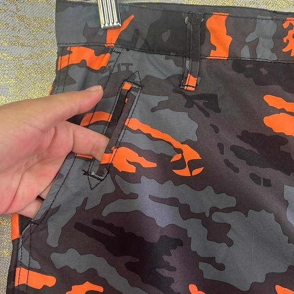 Split Orange/Black And Gray Como Surfer Skater Shorts Size 32 - Picture 3 of 15